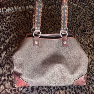 Stylish y2k DKNY Brown Handbag with locket charm